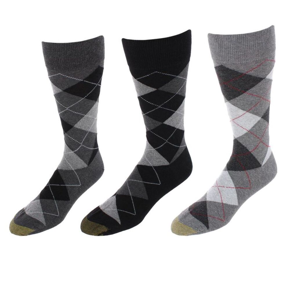 Gold Toe Men's Carlyle Argyle Crew Dress Socks (Pack of 3)